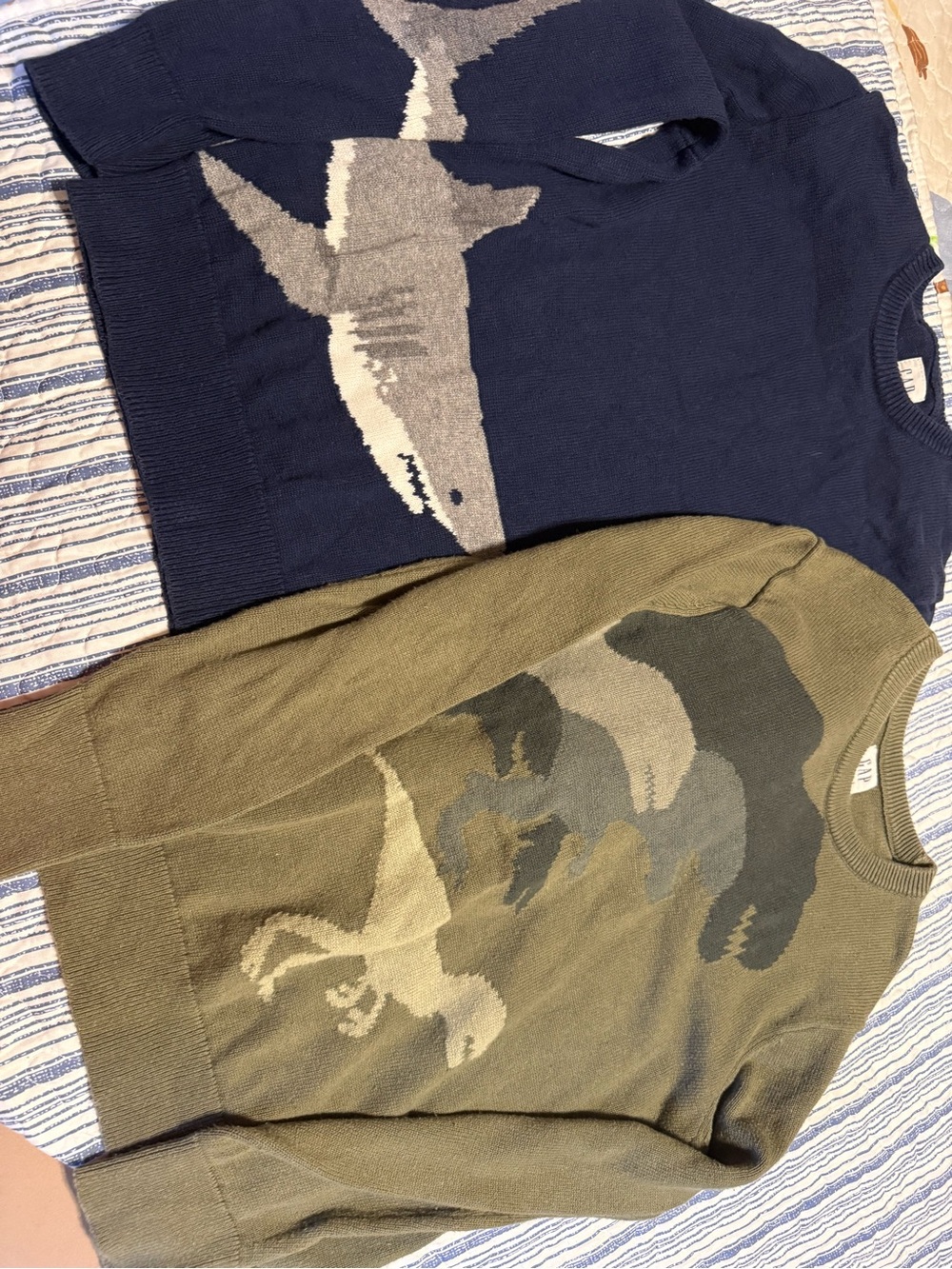GAP Kids Shark and Dino Sweaters - Navy & Olive